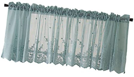 ORFOFE Kurzer Vorhang Aus Polyester Spitzendesign Lichtdurchlässigkeit Halbvorhang Für Fensterdekoration Geeignet Für Küche Balkon Grün
