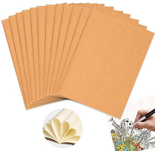Nizirioo 12 Stück Notizbuch, Notizbücher A4, Notebook Klein Skizzenbücher Blanko Notizheft Skizzenblock 60 Seiten/ 30 Blatt Mit Kraftpapier-Einband Notizblöcke Reisetagebuch Memo Für Schule Büro