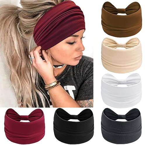 PROPOG Haarband Damen Stirnband Damen Sommer, Elastische Haarbänder Damen Breit Stirnbänder Yoga Haarreifen Kopfband Haarschmuck 6 Stück