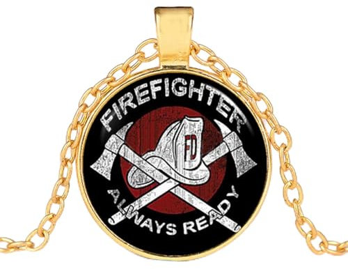 MIELEU Anhänger Halskette Rettung Feuerwehrmann Halskette Feuerwehrmann Anhänger Feuerwehrmann Schmuck Feuerwehr Anhänger Halskette Cabochon Schmuck