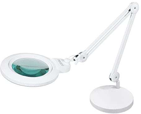 Neatfi XL Bifokal 1.600 Lumen Super LED Lupe, 18 cm Weitwinkel-Linse, 5 + 20 Dioptrien, freihändig, dimmbar, 16W, 84 SMD-LEDs (Nicht-CCT mit Sockel, Weiß)