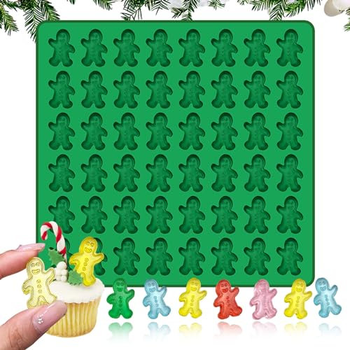 Weihnachten Silikonform,Silikonform für Weihnachten mit Form von Lebkuchenmann,für Schokolade,Fondant,Süßigkeiten - 48 HohlräUmen