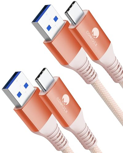 CONMDEX 2 cables de carga rápida USB C 10 Gbps de datos USB A Android Auto Cable QC3.0 3.1 A cargador rápido transferencia de datos USB 3.1 Gen2 para Samsung S23/S22 Note20 Z Flip 5 Pixel 8 Pro 1M