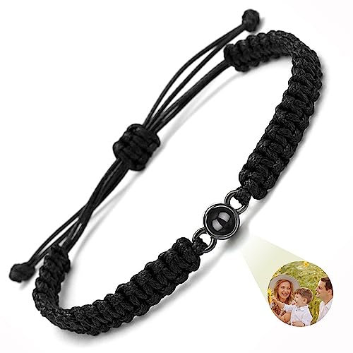 Easycosy Personalisiertes Projektions Armband mit Foto und Bild im Stein - Fotoarmband herren als personalisierte Geschenke für Männer Papa Paare Freund zum Geburtstag Weihnachten Jahrestag