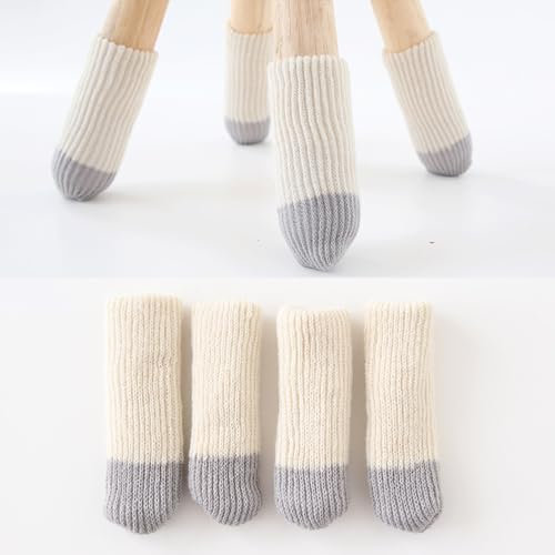 Stuhlbeinsocken 24 Stück Einfarbig Gestrickt Anti Lärm Anti Rutsch Tisch Stuhl Beinbezug Schutzhülle Silent Pad, Carbon Black