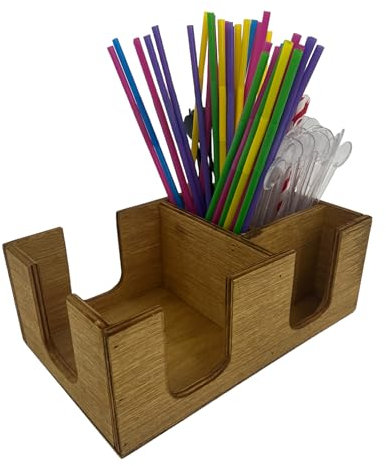 Plastic Bar Caddy Bar Aide Bar Storage Bar Organiser Bar Pub Condiment Caddy Napkin Holder Straw Holder by Chabias Ltd (Light Oak)