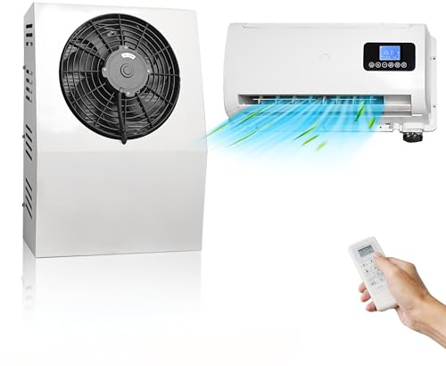 Aspligo 12 V DC Klimaanlage Splitt Elektrischer Parkplatz LKW Klimaanlage AC-Einheit für Traktor Bus Boot Wohnmobil Van Motorhome RV Anhänger Bagger Kran 6800-10500BTU Kühlung