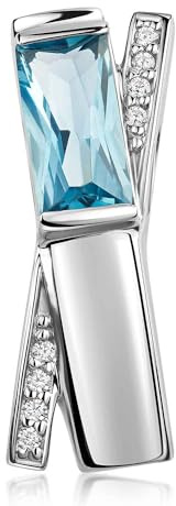 MATERIA by Matthias Wagner Zirkonia Anhänger Silber 925 blau für Damen mit Kette rhodiniert