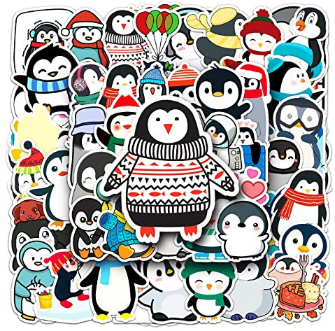 Penguin Aufkleber Pinguine Stickers 50 Stück Skateboard Graffiti Aufkleber Motorräder Fahrrad Snowboard Gepäck Laptop Auto Koffer für Kinder und Jugendliche Wasserdichte Vinyl Aufkleber