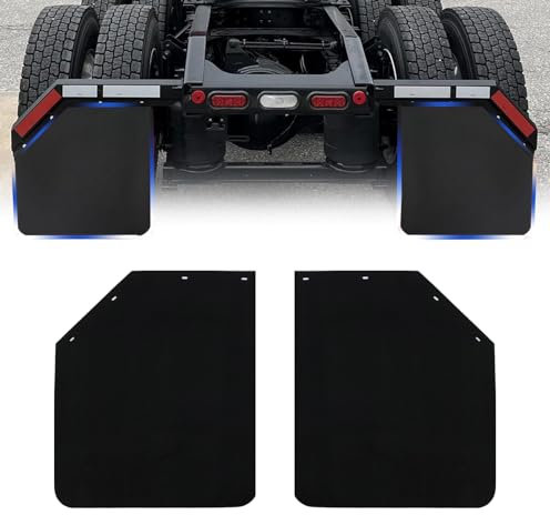 RILONH Paraspruzzi in polimero nero per semi camion e rimorchi, parafanghi universali, 61 x 76 cm, 2 pezzi, design ad angolo tagliato