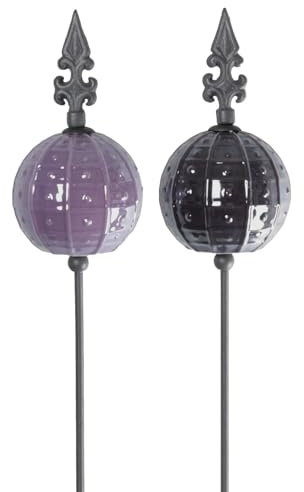 dio only for you Metallstecker 2X Französische Lilie 109cm Lila Flieder. Gartenkugel Gartenstecker Gartendeko Dekoration für Draußen