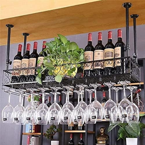Weinglashalter, umgedrehte Flasche, Weinregal, Metall, Eisen, hängendes Weinglasregal, Deckendekoration, Regal für Bars, Restaurants, Küchen, Stielglas-Halter, 80 cm x 25 cm