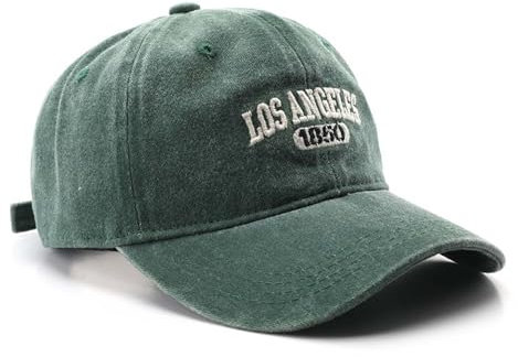 Los Angeles Hut Vintage Baumwolle Baseball Cap Unisex Papa Hut Sonnenhut für Damen und Herren, Grün , M-L