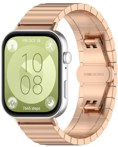 Tyogeephy Correa Compatible con Huawei watch Fit 3, Pulsera Repuesto Metal De Acero Inoxidabl, Hombres Mujeres Ajustable Correa Compatible con Huawei watch Fit 3