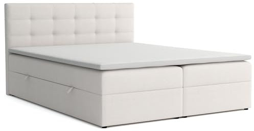 VENASI MÖBEL Jessa Boxspringbett mit Bettkästen H2/H3 Matratze und Topper (Beige, 180 x 200 cm)
