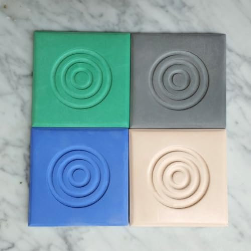 4 posavasos Panot,círculos concéntricos, Panot, rajola, Baldosa, resina ecológica, Barcelona, Cataluña, baldosa, despedidas, boda, Evento, Regalo, Yumilab