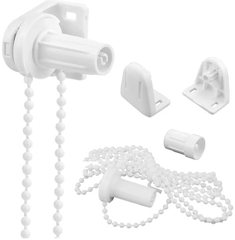 AnaTI Rollo Ersatzteile, Rollo Halterung Fenster für Rollos Klemmhalter mit Kette, Weiß, PVC, Kunststoff, Innenmontage, Badezimmer, 4 Teile, B0 x H0 cm, Handbuch, Hand, Unten