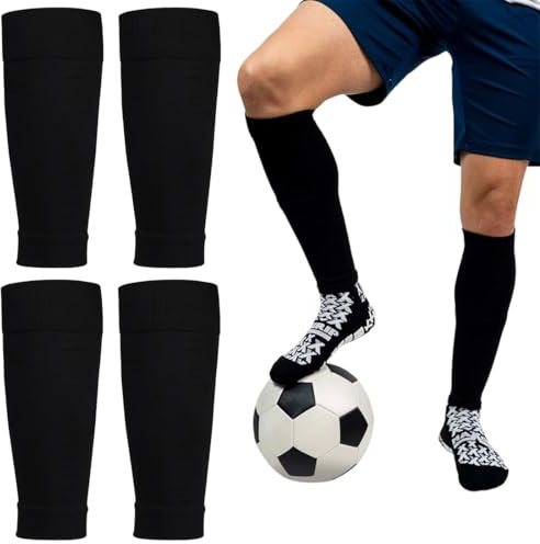 XUKZIMA 2 Pairs Football Sock Sleeves for Men Sock Sleeve Football for Adult, Pre Cut Football Socks Footless Football Socks Fit Perfectly Over Shin Pads