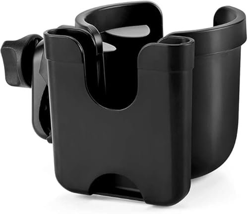 2-in-1 Cup Holder with Phone Holder,Universal Drink Coffee Cup Holder with Phone Holder Organizer for Bike, Wheelchair,Walker,Gifts for Women, Mom, Men (Black)