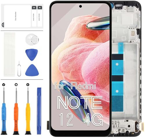 Pantalla LCD TFT de repuesto para Xiaomi Redmi Note 12 4G 23021RAAEG 23021RAA2Y 23028RA60L, pantalla táctil, digitalizador, piezas de reparación (negro con marco)