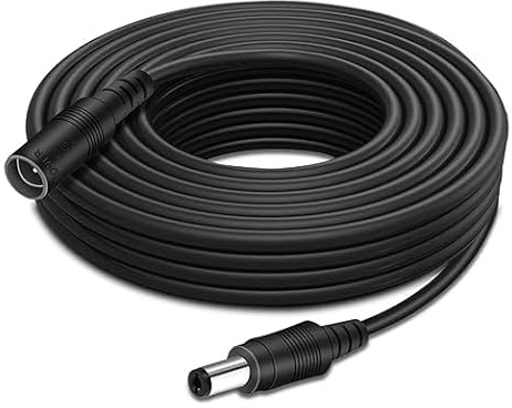 MaxSell 3M/5M/10M CCTV 2.1 x 5.5mm White DC 12V Power Extension Cable Male to Female, Power Supply Adapter Extender Cord for CCTV Security Cameras, DVRs, LED Strips, Routers (Black, 10M)