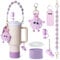 Stanley Cup Accessories Set, 7PCS Stanley Accessories Includes Stanley Straw Cover Water Bottle Handle Strap Silicone Boot Charms for Stanley Cup 30/40oz Tumbler (Purple)