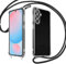 E-Lush Handyhülle für Samsung Galaxy A56 5G Hülle mit Band, Transparent Silikon Handy Hülle für Samsung A56 Schutzhülle mit Kordel Abnehmbar, TPU Stoßfest Case zum Umhängen Necklace, Schwarz