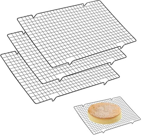 3 Piezas Rejilla para Horno, 40cm Parrilla Horno, Cookie Cooling Rack, Rejilla Horno Universal, Rejillas de Enfriamiento Rectangulares de Acero Inoxidable, Rejilla de Enfriamiento para Hornear