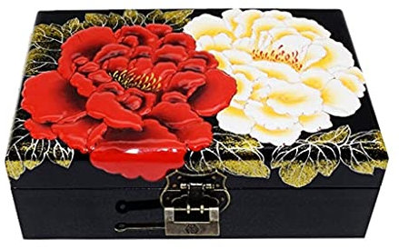 Générique Coffret à Bijoux laqué Peint à la Main en Forme de Pivoine, Cadeau de Mariage, Meubles et Cadeaux orientaux Chinois