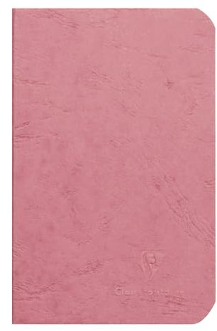 Clairefontaine 734106C - Notizheft Kladde Age Bag, 9x14 cm, 48 Blatt blanko 90g, Einband gekörnt mit Lederstruktur, Altrosa, 1 Stück