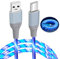 2M/6.6FT USB C Charger Cable Light Up Glowing Charging Cord Type C Long Cable 3A Fast Charging Data Transfer Android Auto USB A to C for iPhone Pro Max Samsung S23 iPad Huawei Pixel Switch PS5
