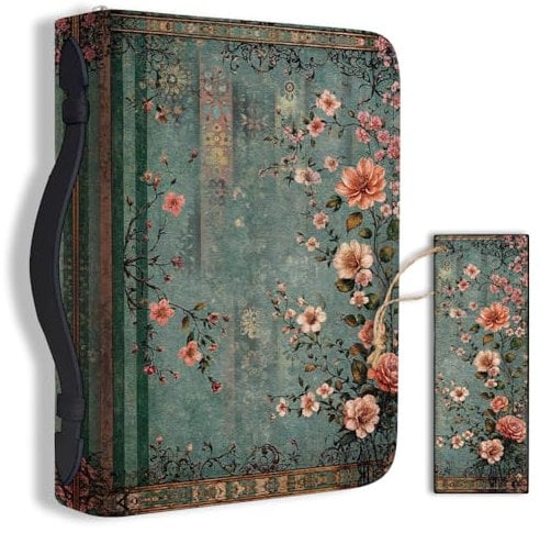 Hobbspring 1 custodia grande per bibbia 20,3 x 28,5 x 5,9 cm, in pelle PU, con segnalibro, vintage, rami di fiori, bibbia, borsa per il trasporto per donne e uomini, accessori per il trasporto
