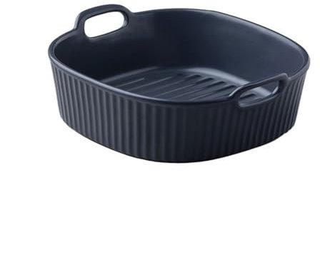Pirofile da Forno Teglie da Forno Ciotola quadrata for cuocere il riso al forno, for forno a microonde, pirofila in ceramica, ciotola for zuppa a doppio orecchio ideali anche per lasagne(Nero,20.3cm)