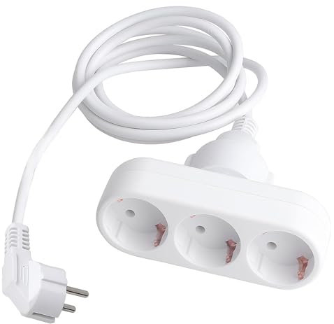 KingYH Steckdosenleiste 3 Fach Steckdosenadapter mit Abnehmbar 1.9m Kabel (250 V / 16 A)