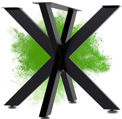 DELUKE® Tischgestell Metall Thorn - Stahlgestell beschichtet, 71x85x85cm HxBxT| Tischbeine Outdoor Tischfüße Gestell für Esstisch Küchentisch Tischuntergestell Schwarz