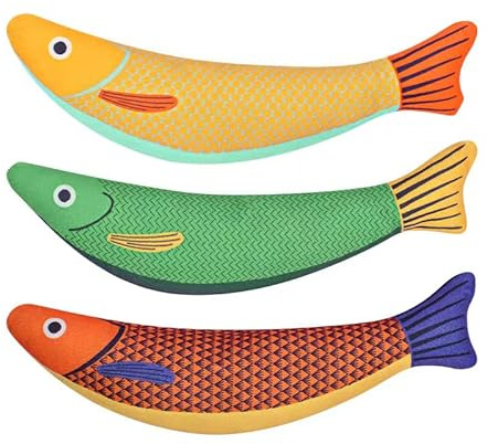 Speedy Panther Fish Katzenspielzeug für Indoor-Katzen, 3 Stück, Katzenminze-Spielzeug, Knistergeräusch, weich und bissfest, interaktiver Kätzchen-Kicker für Indoor-Kätzchen-Übungen, 24 cm, für alle