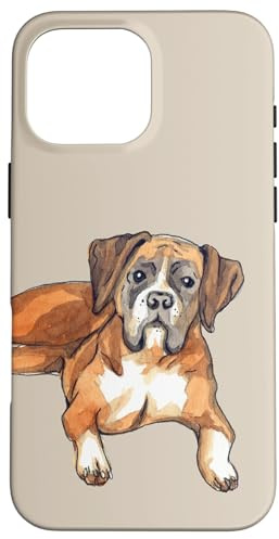 Watercolor Boxer Dog Illustration Case for iPhone 16 Pro Max