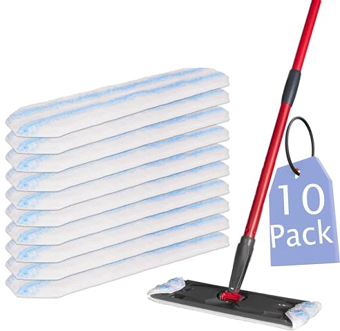 10 Pack Replacement Mop Pads Compatible with O Cedar H2Pro Mop Pads | Machine Washable | Reusable | h2 pro Flat mop System Replacement Mop Pads (10 Count)