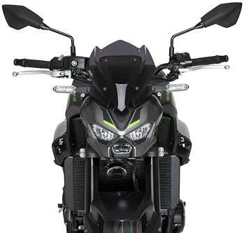 Puig 22439F New Generation Sport, sport windscreen made of high-impact acrylic with aggressive design, metal supports, TÜV approved and quick mounting, Dark Smoke