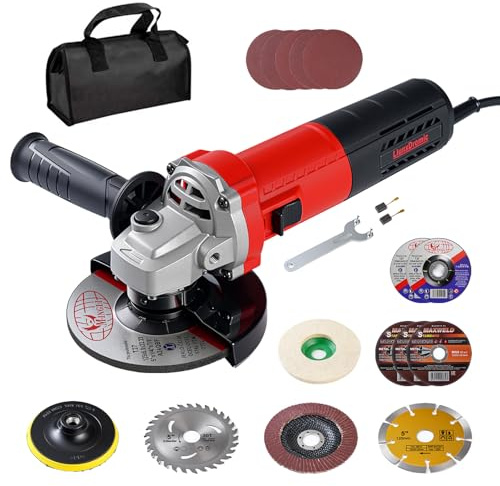 LiunxDromic 1000W Angle Grinder Tool 125mm Corded Electric Angle Grinder with Tool Handbag Used for Cutting,Polishing and Grinding Short Handle Tile