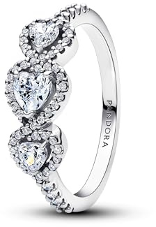 PANDORA Damenring Silber Halo Herz Trilogie 194413C01