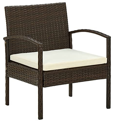 ChicAbode Gartenstuhl Gartensessel Liegestuhl Deckchair Gartenmöbel mit Kissen Poly Rattan Braun