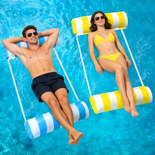 GOLDGE Colchoneta Piscina Adultos con Inflador 2Pcs, Flotador Adulto