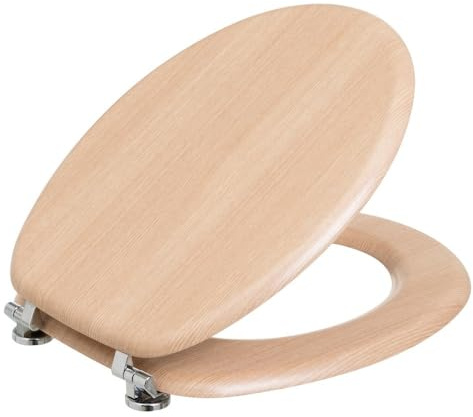 Tapa de WC Resistente con Acabado de PVC y Madera de bambú de 42x34 cm. | Bisagras de aluminio resistentes. Instalación sencilla. Su aspecto renueva la estética aportando un toque natural al baño.