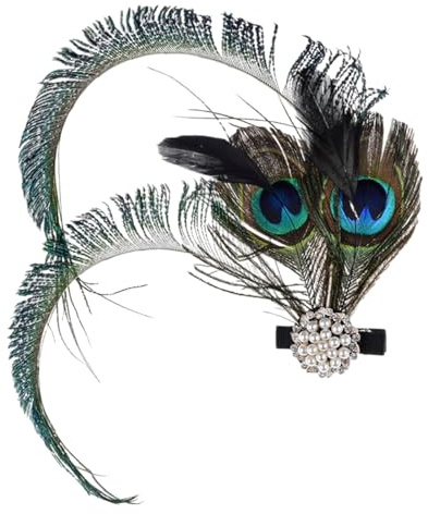 Bffcnl Haarspangen mit Pfauenfedern, Haarband für Mädchen, Haaraccessoires für Damen für Abschlussball, Bühnenauftritt, Karneval, Halloween, Maskerade, Stil b