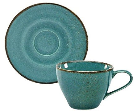 Kaffeetasse Teetasse Cappuccinotasse + Untertasse NATURE COLLECTION | Steinzeug | Water -Blau | 200 ml