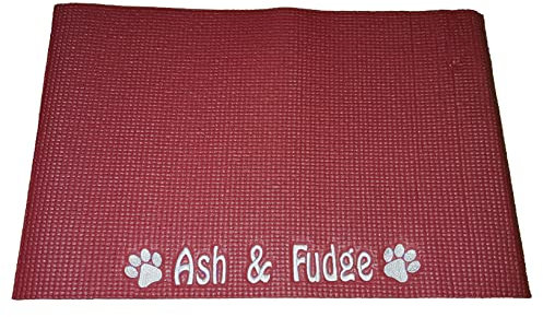 Personalised Food Mat. Personalised Placemat / Place Mat / Food Mat/ Bowl Mat / Feeding Mat for Dog, Cat or Pet. (Deep Red)