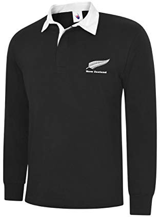 Uneeek Clothing Neuseeland Rugby-Shirts mit langen Ärmeln., Schwarz , 50-52