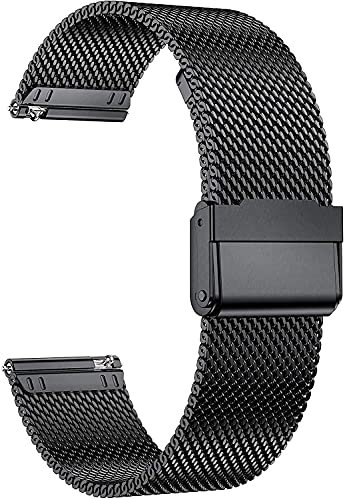 MUENShop 20mm Edelstahl Armband Kompatibel Mit Samsung Galaxy Watch 3 41mm, Active 2 40mm/44mm, Huawei GT 3 42mm, Garmin Vivoactive 3 - Metall Uhrenarmband