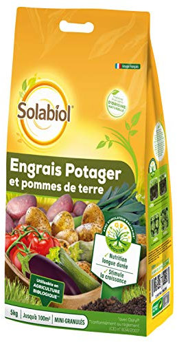 SOLABIOL Engrais potager & Pommes de terre avec stimulateur de croissance - 5kg - Nutrition longue durée - Jusqu’à 100 m² -Utilisable en Agriculture Biologique SOPOTY5B